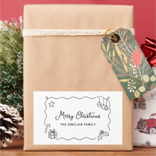 Weihnachtliche handgezeichnete Skizze Minimalistis Rechteckiger Aufkleber