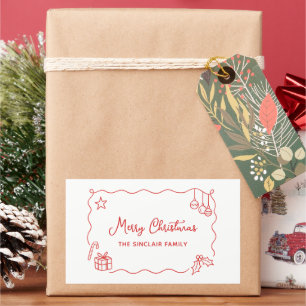 Weihnachtliche handgezeichnete Skizze Minimalistis Rechteckiger Aufkleber