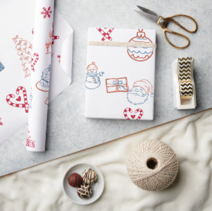 Weihnachtliche Handzeichnungen mit Fantasie Geschenkpapier