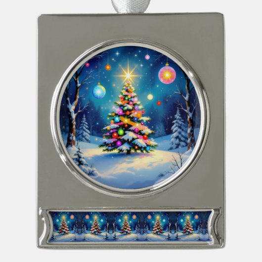 „Weihnachtliche Harmonie“ Banner-Ornament Silber (Vorderseite)