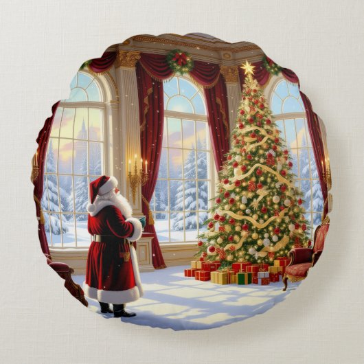 „Weihnachtliche Harmonie“ Rundes Kissen (Vorderseite)