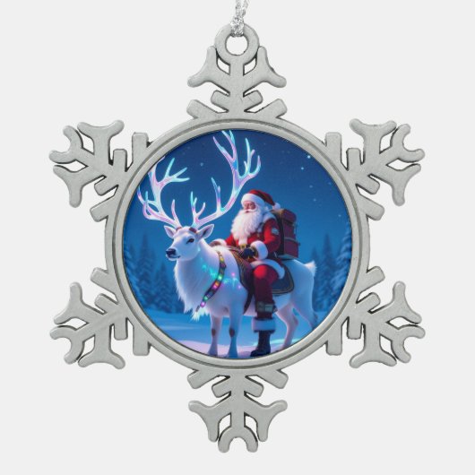 „Weihnachtliche Harmonie“ Schneeflocken Zinn-Ornament (Vorderseite)