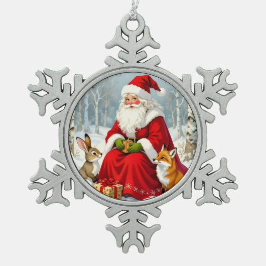 „Weihnachtliche Harmonie“ Schneeflocken Zinn-Ornament (Vorderseite)