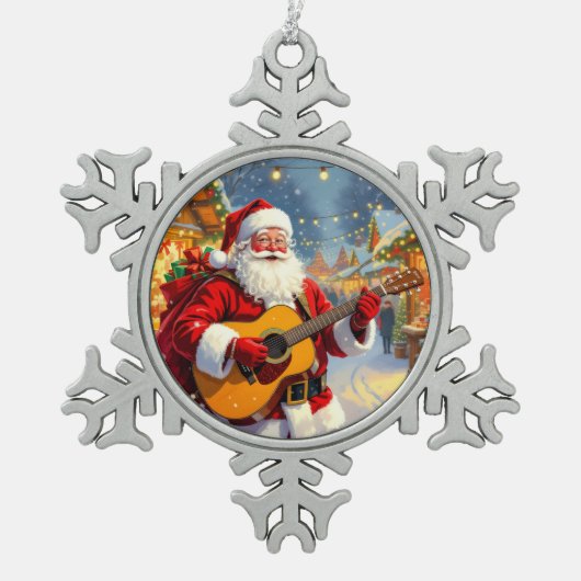 „Weihnachtliche Harmonie“ Schneeflocken Zinn-Ornament (Vorderseite)