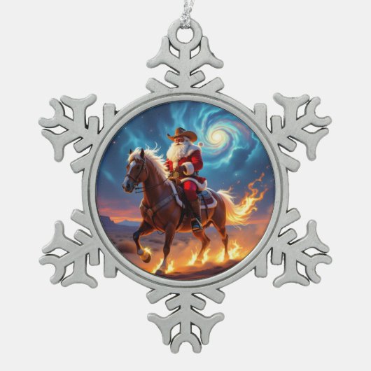 „Weihnachtliche Harmonie“ Schneeflocken Zinn-Ornament (Vorderseite)