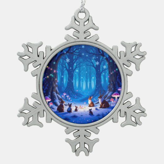 „Weihnachtliche Harmonie“ Schneeflocken Zinn-Ornament (Vorderseite)