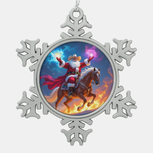 „Weihnachtliche Harmonie“ Schneeflocken Zinn-Ornament (Vorderseite)