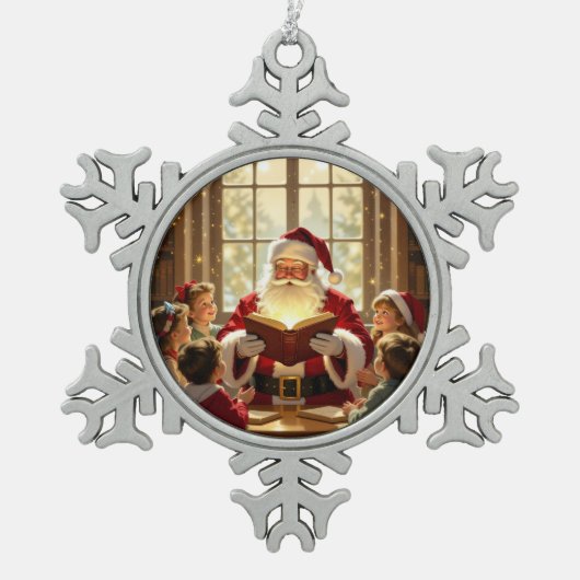 „Weihnachtliche Harmonie“ Schneeflocken Zinn-Ornament (Vorderseite)