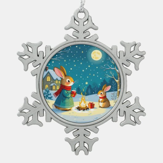 „Weihnachtliche Harmonie“ Schneeflocken Zinn-Ornament (Vorderseite)