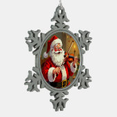 Weihnachtliche Harmonie Schneeflocken Zinn-Ornament (Links)