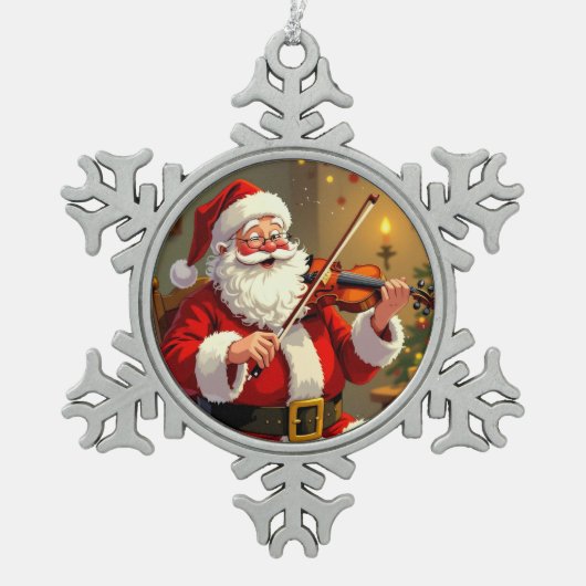 Weihnachtliche Harmonie Schneeflocken Zinn-Ornament (Vorderseite)