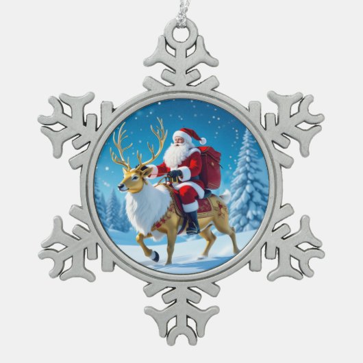 „Weihnachtliche Harmonie“ Schneeflocken Zinn-Ornament (Vorderseite)