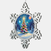 „Weihnachtliche Harmonie“ Schneeflocken Zinn-Ornament (Rechts)