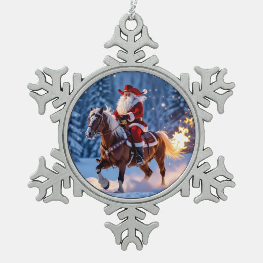 „Weihnachtliche Harmonie“ Schneeflocken Zinn-Ornament (Vorderseite)