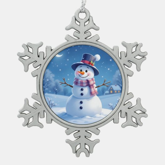 „Weihnachtliche Harmonie“ Schneeflocken Zinn-Ornament (Vorderseite)