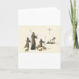 Weihnachtliche Heilige Drei Könige im Vintage-Stil Feiertagskarte