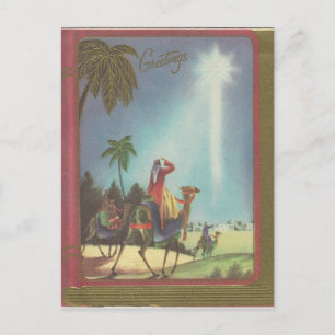 Weihnachtliche Heilige Drei Könige im Vintage-Stil Feiertagspostkarte