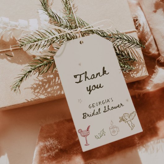 Weihnachtliche Hochzeitsdusche Handgezeichnet Geschenkanhänger