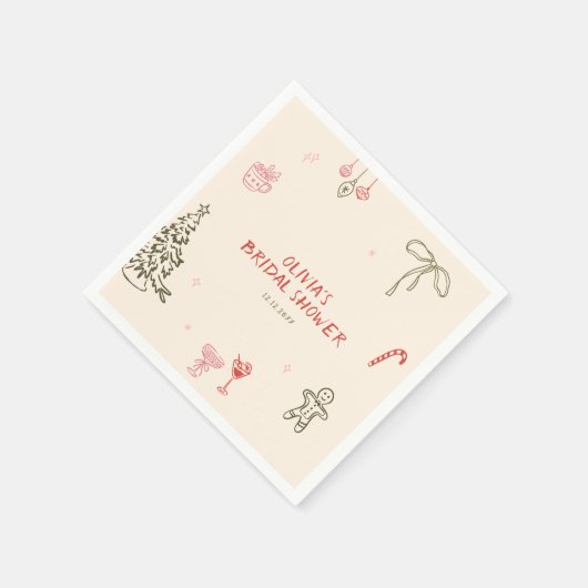 Weihnachtliche Hochzeitsdusche mit Handzeichnung Serviette (Ecke)