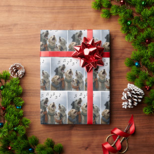weihnachtliche Hunde beim Singen im Schnee Geschenkpapier