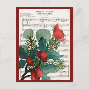 Weihnachtliche Kardinalmusik-Feiertags-Postkarte i Feiertagspostkarte