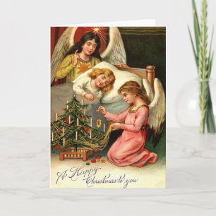 Weihnachtliche Kinder Engel Vintage Feiertagskarte