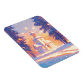 Weihnachtliche Kirchenszene im Schnee Magnet (Rechte Seite)