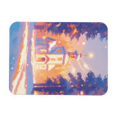Weihnachtliche Kirchenszene im Schnee Magnet (Horizontal)