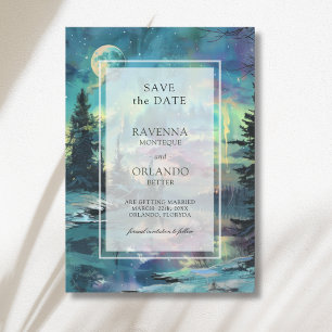 Weihnachtliche Mondsee-Wald-Hochzeit unter Nordlic Save The Date