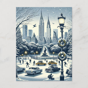 Weihnachtliche New Yorker Eleganz - Anpassbare Wei Postkarte