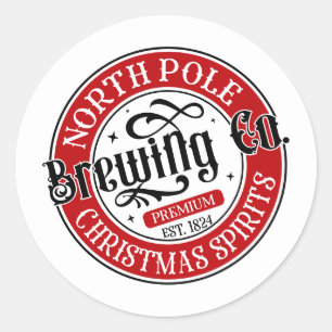 Weihnachtliche North Pole Brewing Company Runder Aufkleber