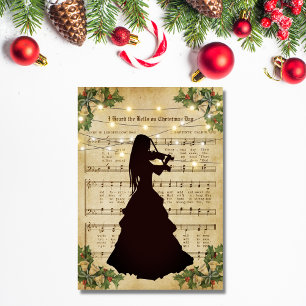 Weihnachtliche Notenblätter im Vintage-Stil mit Mä Feiertagskarte
