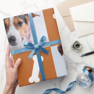 Weihnachtliche orange Hundeknochen-Fotocollage Wei Geschenkpapier