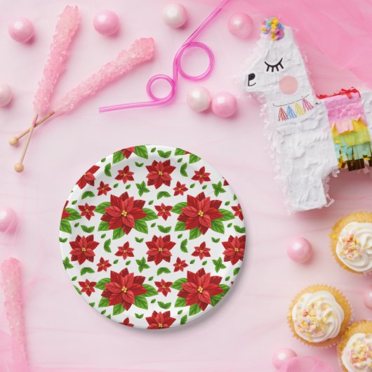 weihnachtliche Poinsettia Papierplatte Pappteller (Party)