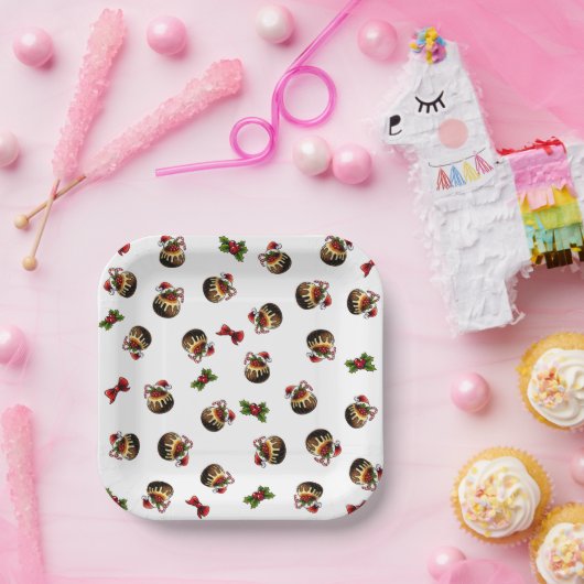 weihnachtliche Pudding Paper Plate Pappteller (Party)