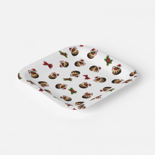 weihnachtliche Pudding Paper Plate Pappteller (Gewinkelt)