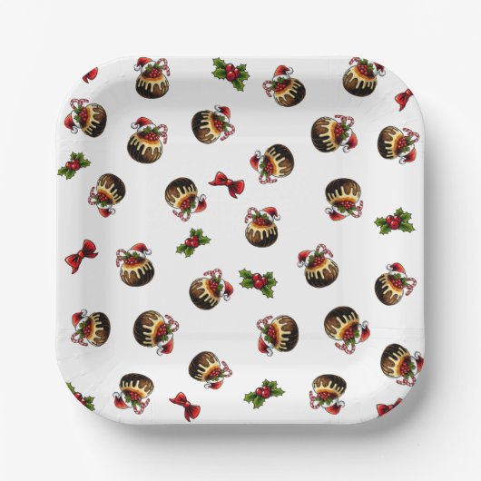 weihnachtliche Pudding Paper Plate Pappteller (Vorderseite)