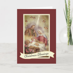 Weihnachtliche religiöse Darstellung der Geburt Je Feiertagskarte