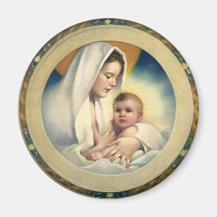 Weihnachtliche religiöse Darstellung, Madonna und  Magnet