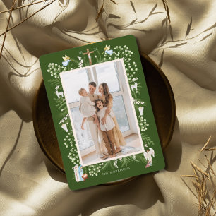Weihnachtliche religiöse Geburt, Familienfoto im B Feiertagskarte