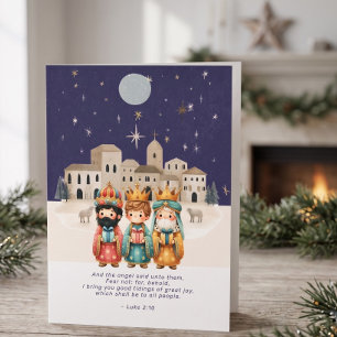 Weihnachtliche religiöse Krippenszene und Schrift Feiertagskarte
