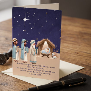 Weihnachtliche religiöse Krippenszene und Schrift Feiertagskarte