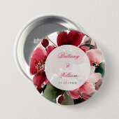 Weihnachtliche rote Blumenhochzeit Button (Vorne & Hinten)