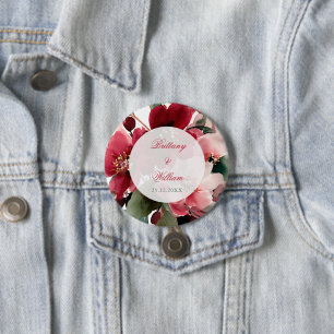 Weihnachtliche rote Blumenhochzeit Button