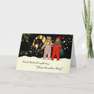 Weihnachtliche Sänger auf Vintage-Weihnachtskarte Feiertagskarte