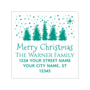 Weihnachtliche Schneebäume Familienname Rücksendea Permastempel