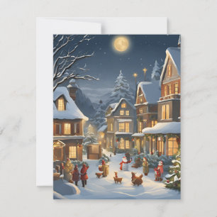 Weihnachtliche Schneestadt Feiertagskarte