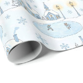 Weihnachtliche Schneestadt Geschenkpapier (Rolleneckpunkt)