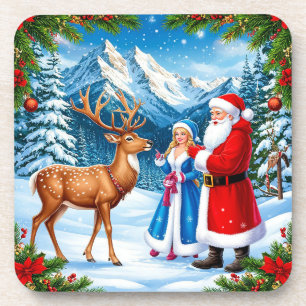 Weihnachtliche Schneeszene Getränkeuntersetzer