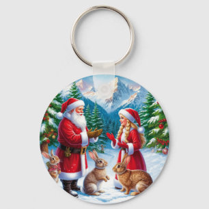 Weihnachtliche Schneeszene Schlüsselanhänger